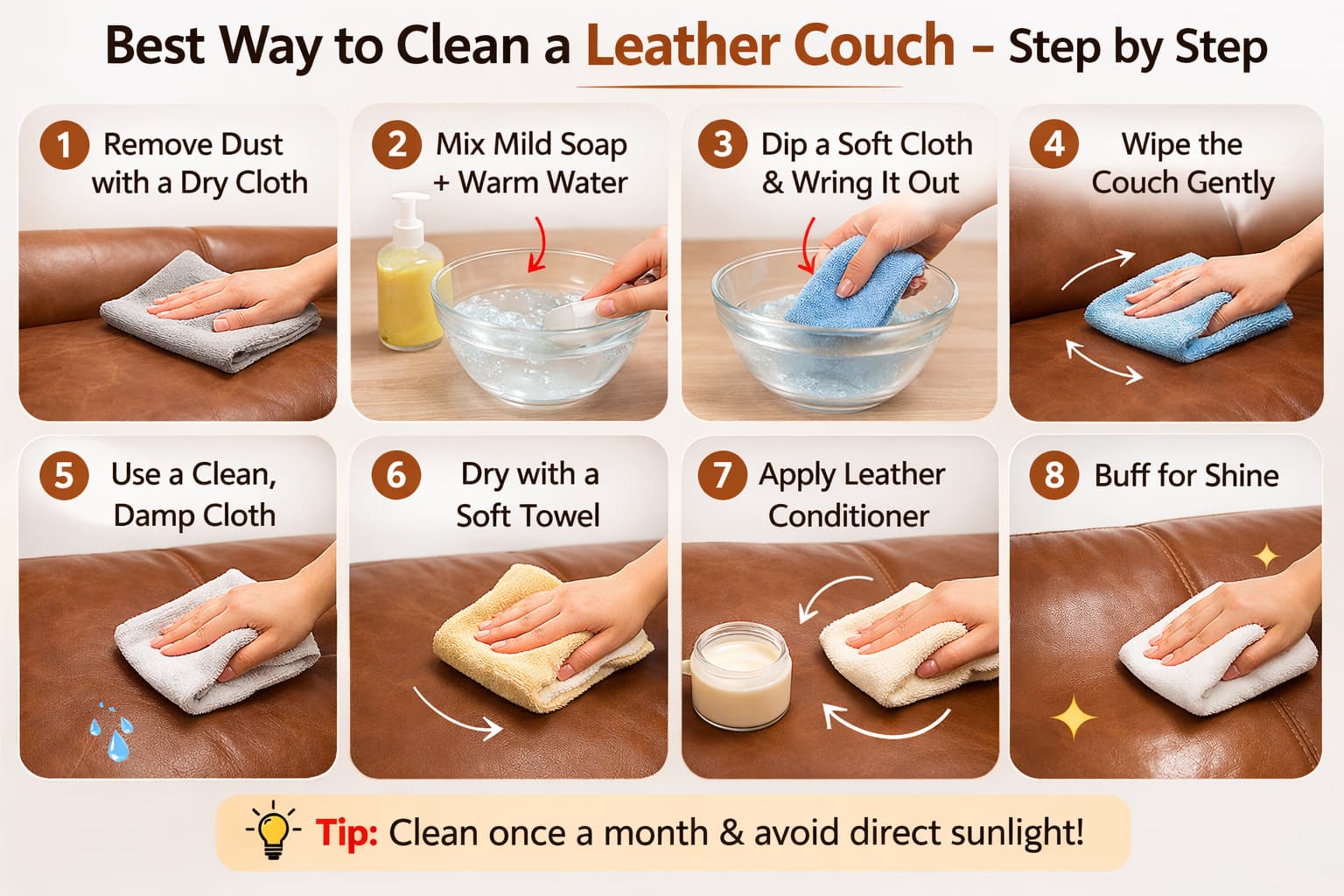 Step-by-step: Best Way to Clean a Leather Couch