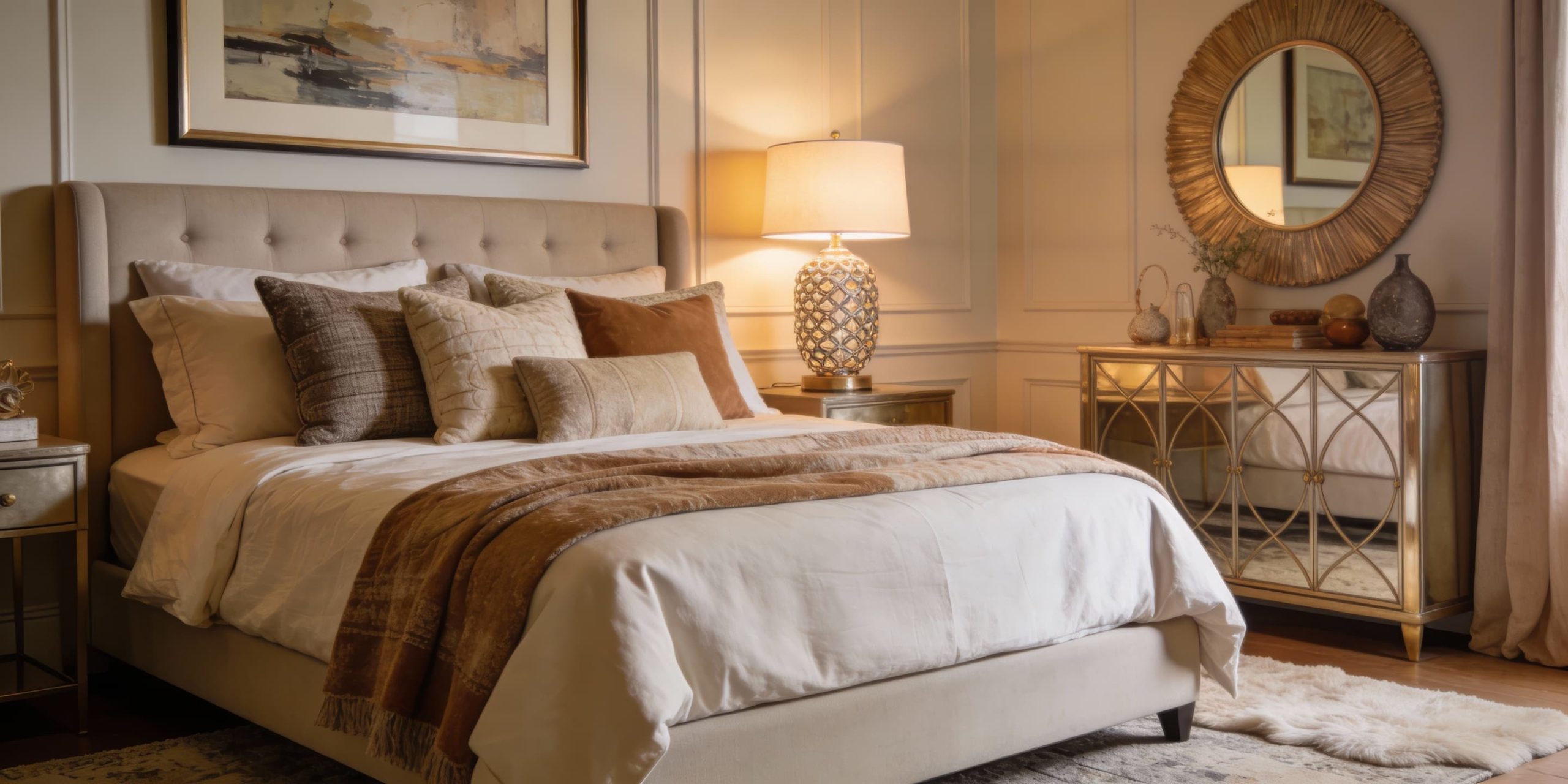 Luxury bedroom inspiration with layered textures, premium linens, and elegant styling