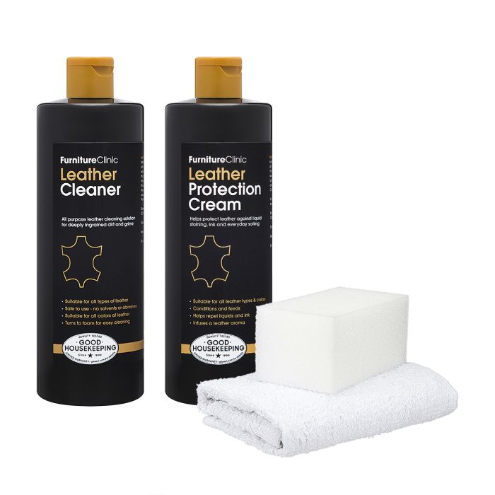 Furniture Clinic Large Leather Care Kit with Leather Cleaner + Conditioning ,Protection Cream for Furniture 