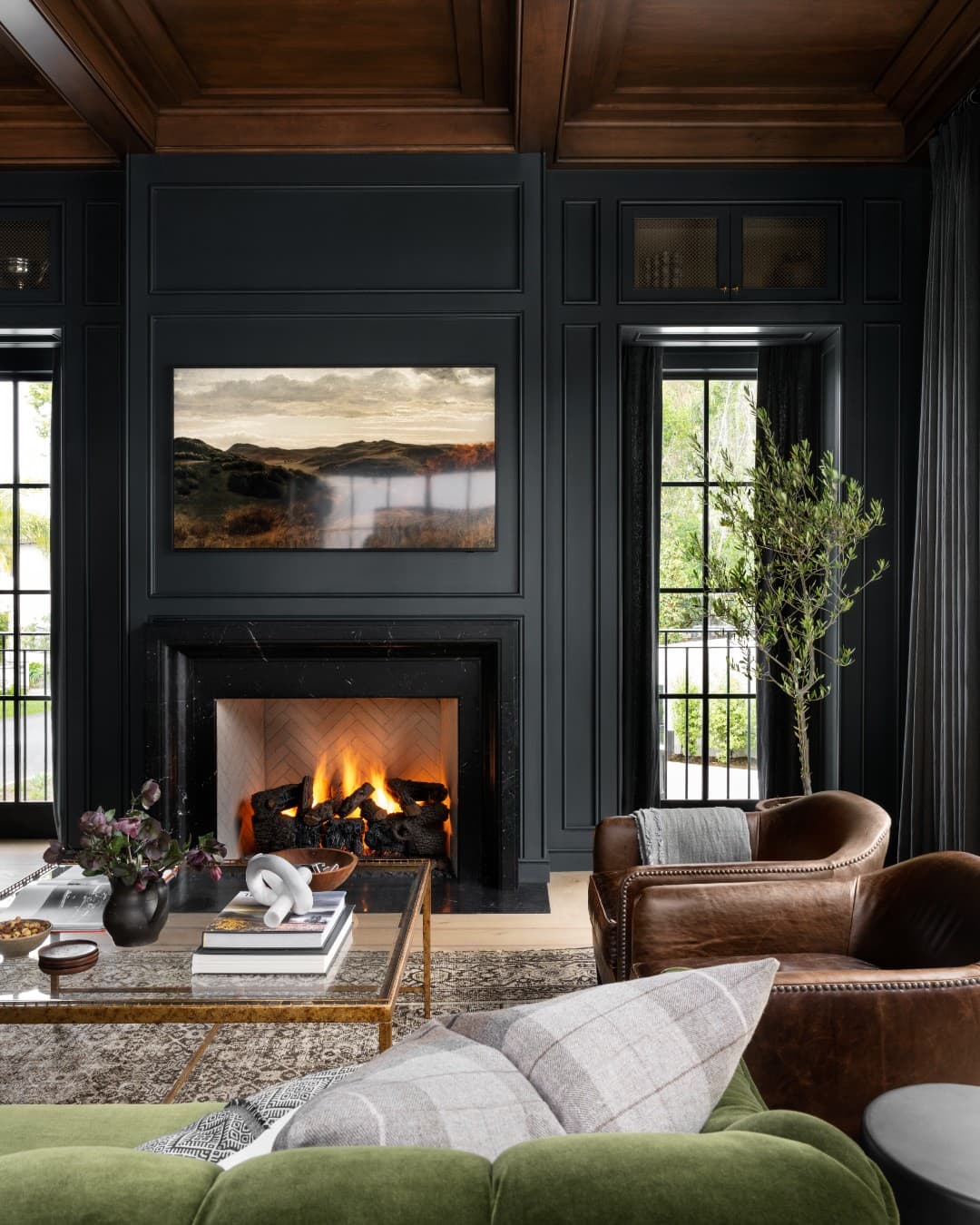 Living room with fireplace focal point