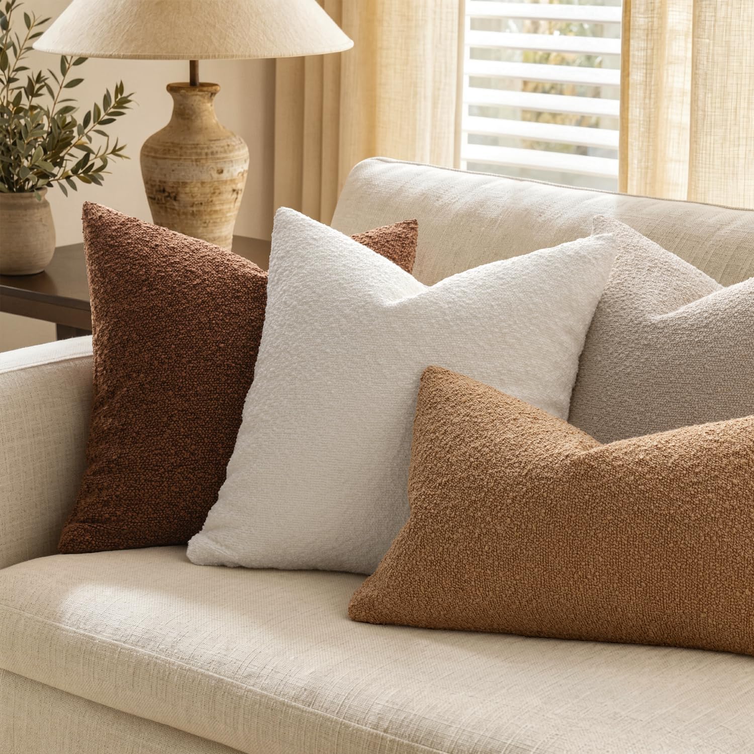 MIULEE Decorative Pillow Covers Amazon dupe for CB2 Ivory Boucle Throw Pillow dupe