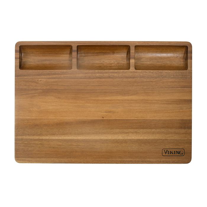 Reversible Acacia Wood Butcher Block Prep and Carving Board for Kitchen Countertop