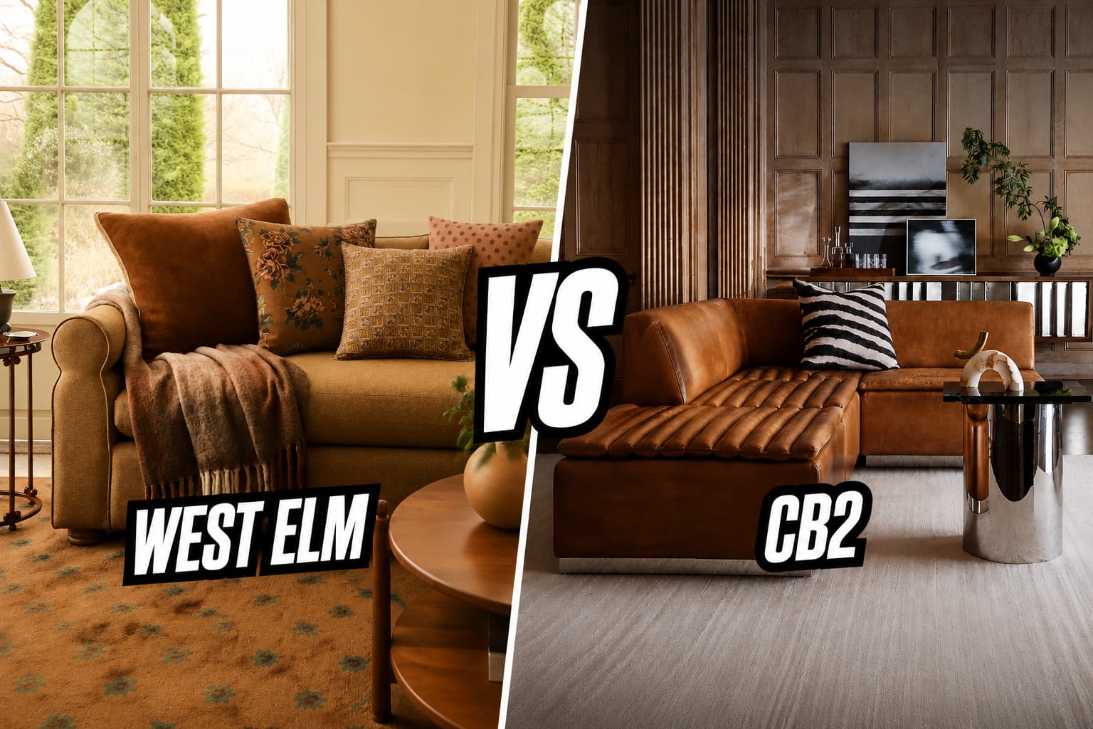 West Elm vs CB2 living room side by side comparison