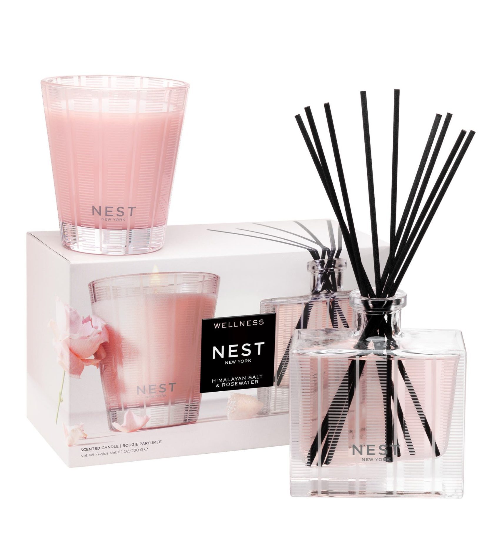 Nest New York Himalayan Salt & Rosewater Classic Candle & Reed Diffuser Duo Set