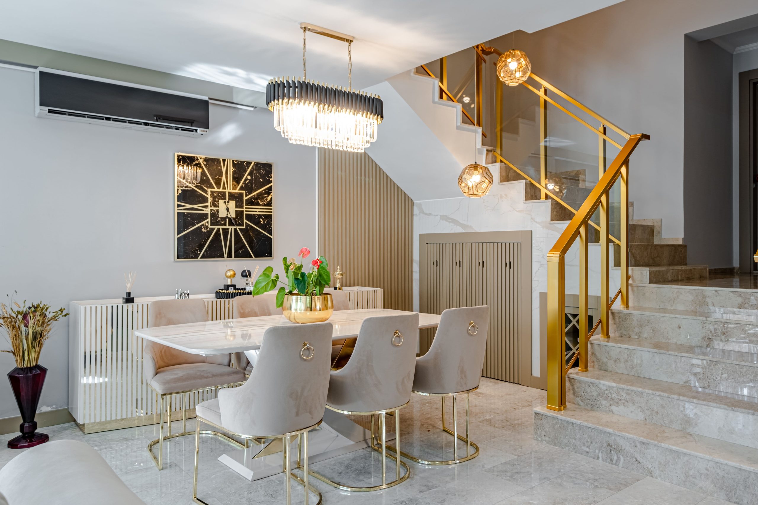 luxury living room with Marble Table
