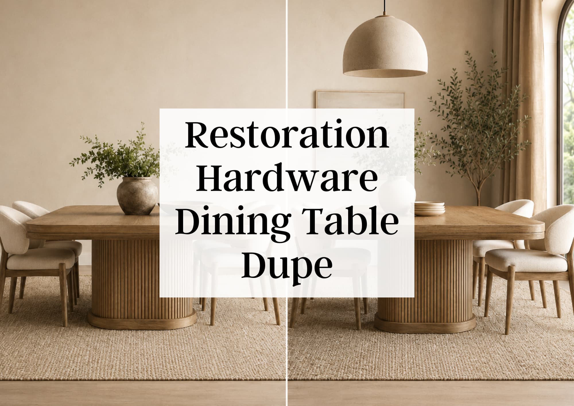 Restoration Hardware dining table dupe compared to the original RH table