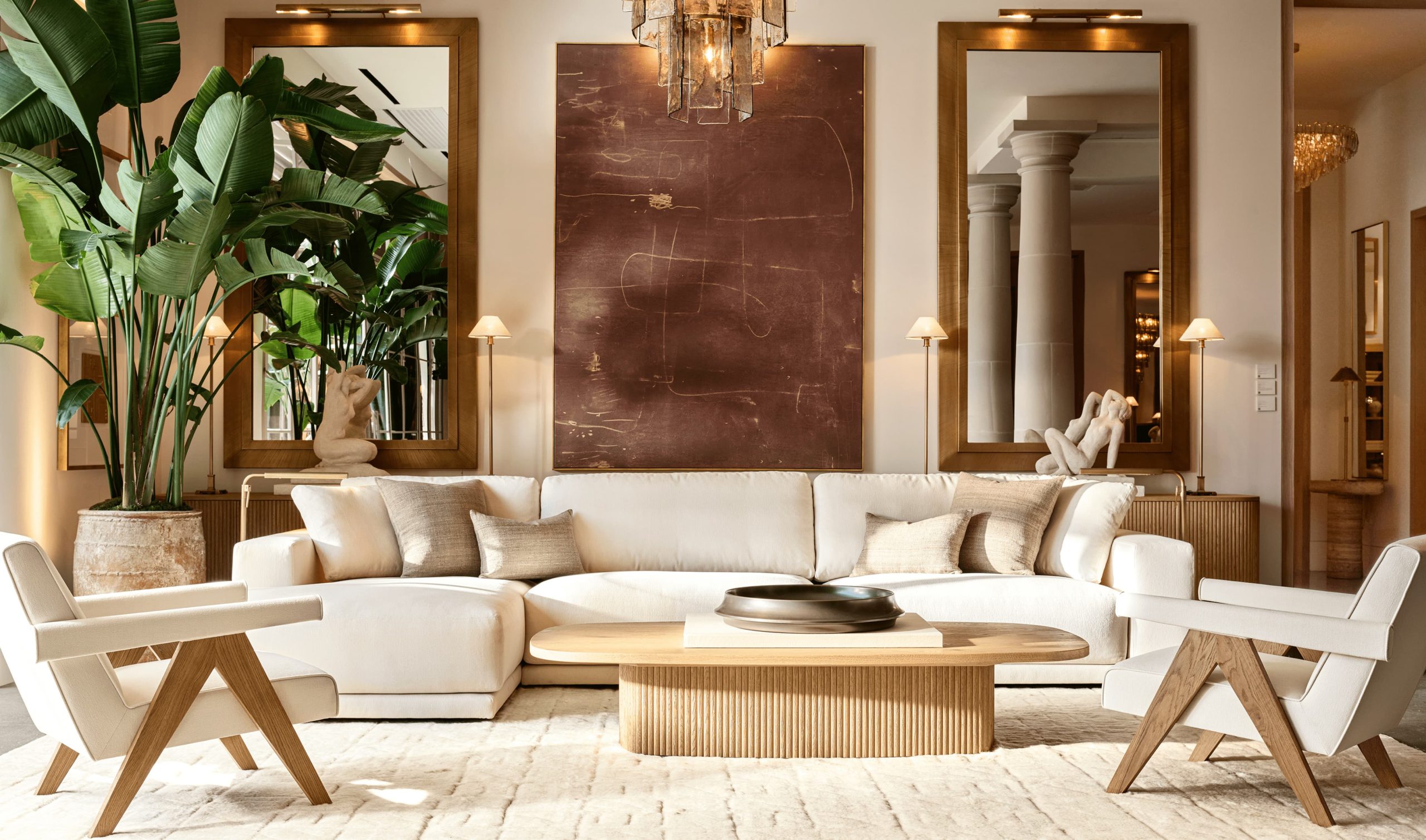 RH Cloud Sofa in a modern living room setting