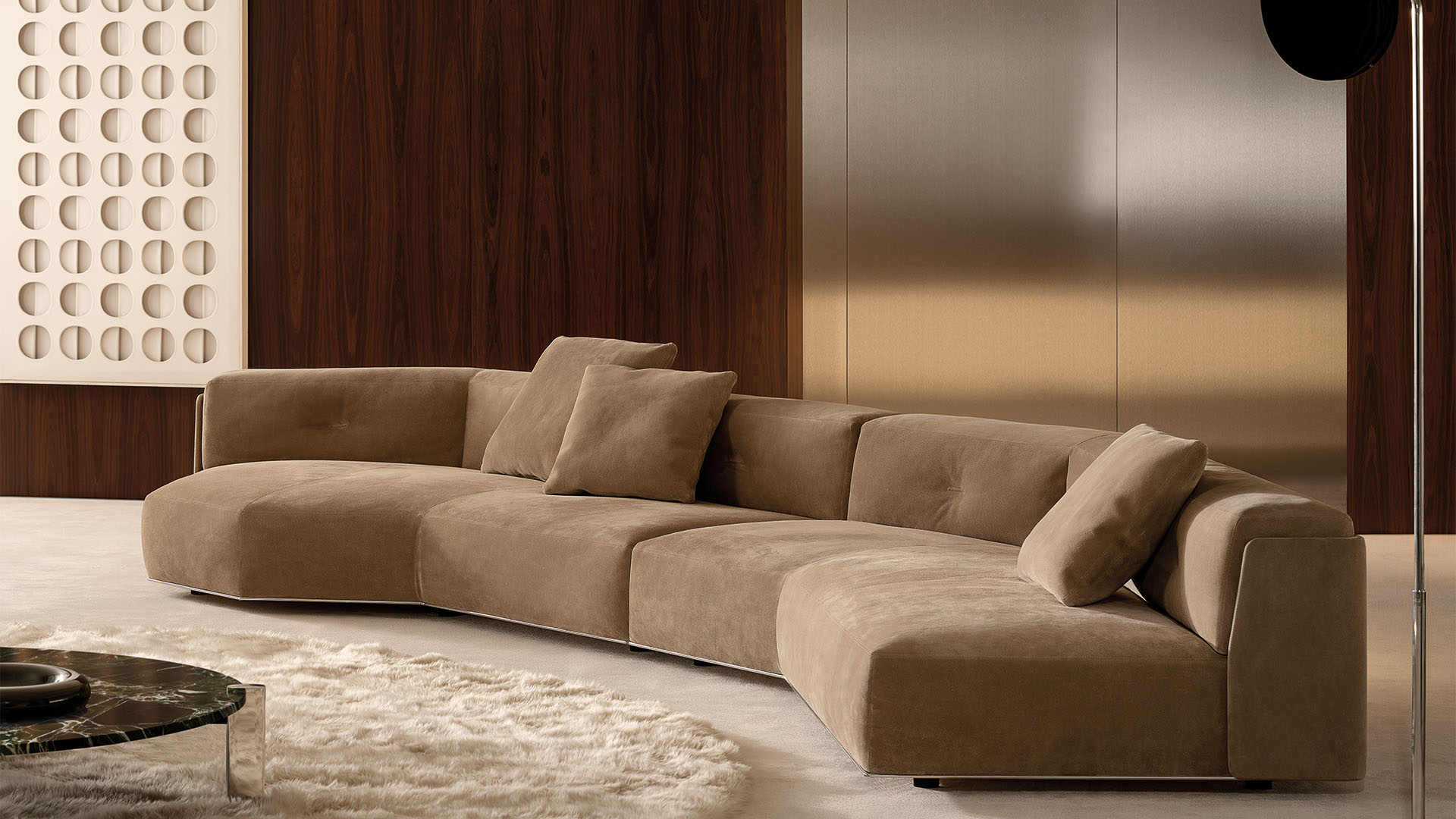 Minotti modular sofa in a minimalist living room