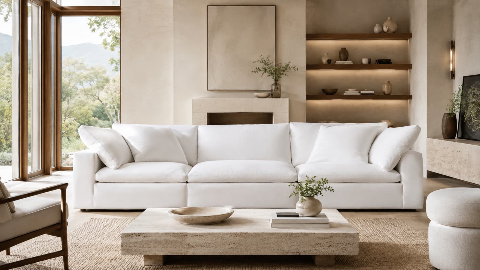 How to Clean RH Cloud couch in a bright living room