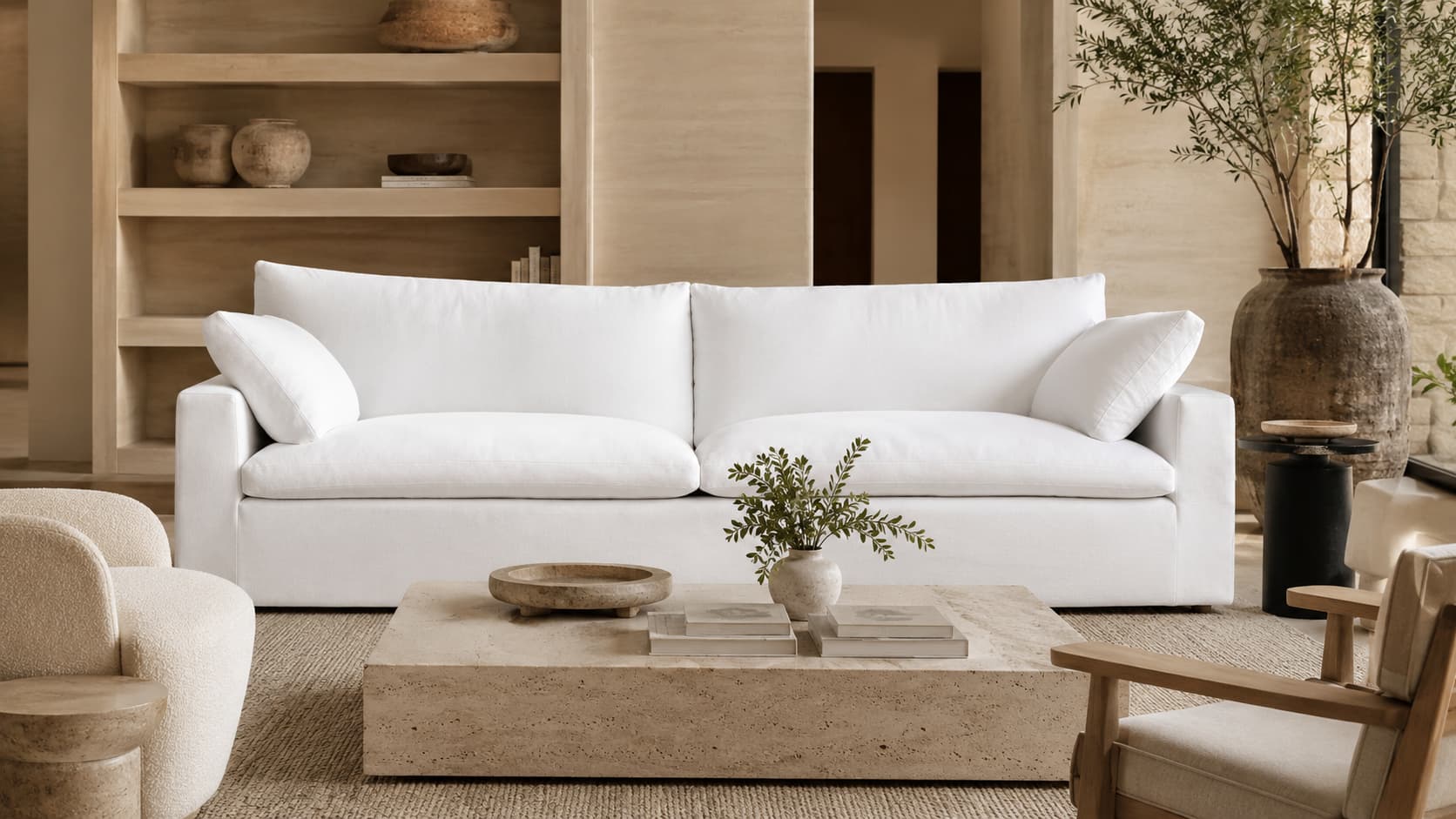 How to clean RH Cloud sofa — RH Cloud sofa shown in a living room