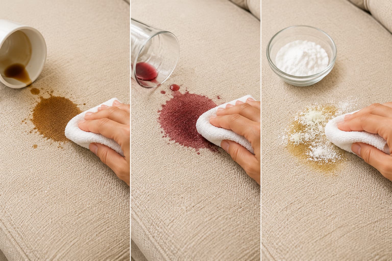 How to Clean Fabric Sofa Naturally: Natural cleaning methods for coffee, juice and grease stains on fabric upholstery