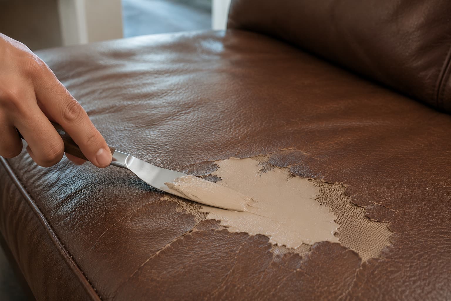 applying-faux-leather-repair-compound